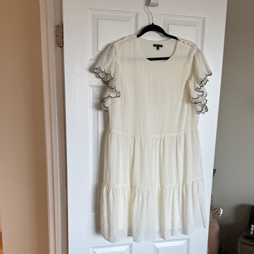 Off White babydoll Dress with Ruffle Sleeves
